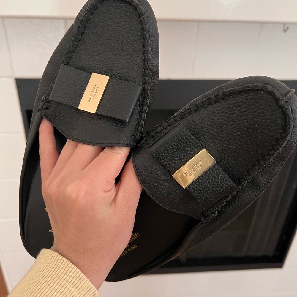 Black Loafers with Gold Accents